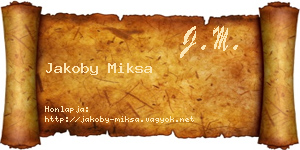 Jakoby Miksa névjegykártya